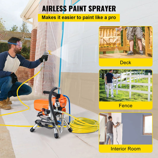 SucceBuy 1500W/1800W 2000W/2200W High Pressure Airless Wall Paint Spray Gun Pipe Sprayer Machine High Pressure Spraying Machine